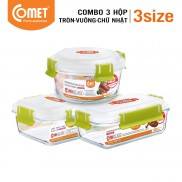 [Mã HLCOMET04 giảm 10% tối đa 50K đơn 100K] Combo 3 hộp thực phẩm thuỷ tinh Comet - CH18-565859